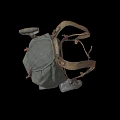 Gray Canvas Backpack With Leather Straps And Vintage Design For Outdoor Use