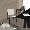Modern Minimalist White And Brown Dining Chairs With Metal Legs On Wooden Floor