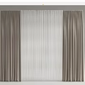 Modern Curtains With Flowing Sheer Middle And Textured Side Panels In Beige And White