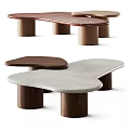 Modern Wooden Coffee Table With Irregular Top And Cylindrical Wood Legs Design