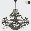 Ornate Black and Gold Metal Chandelier With Crystal Accents And Intricate Scrollwork