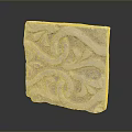 Decorative Square Carved Stone Brick With Intricate Floral Patterns And Textured Surface 3d model