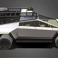 Futuristic White Off Road Car With Angular Body Design Roof Rack And Large Tires
