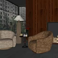 Modern Casual Sofa Combination Plush Sofa 3d model