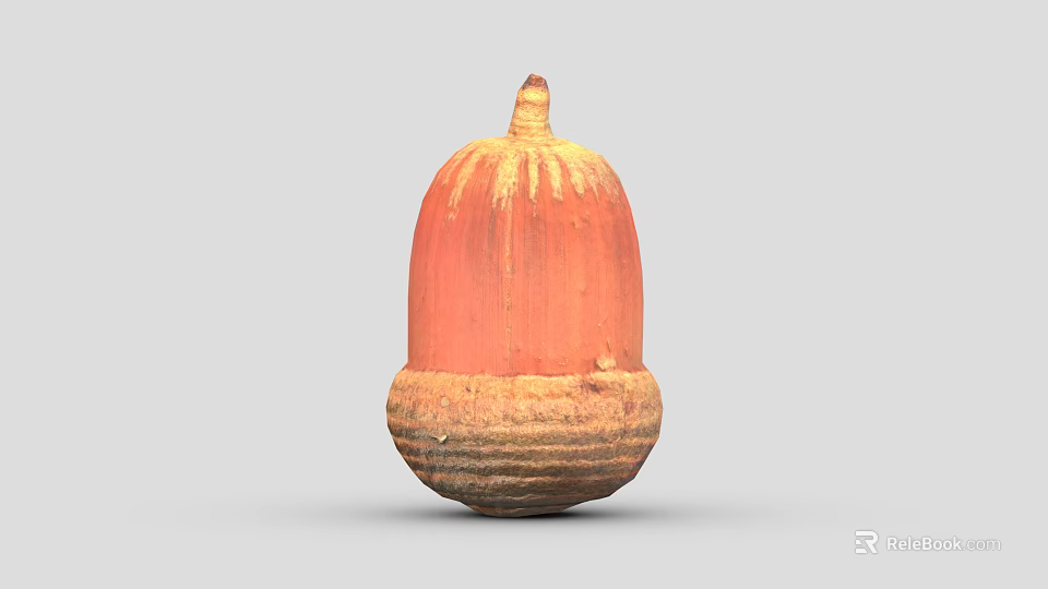Vibrant Orange Red Gradient Fruit With Pumpkin Like Shape And Striped Bottom Small Stem Top 3d model 