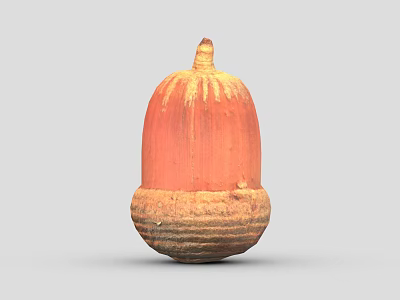 Vibrant Orange Red Gradient Fruit With Pumpkin Like Shape And Striped Bottom Small Stem Top 3d model