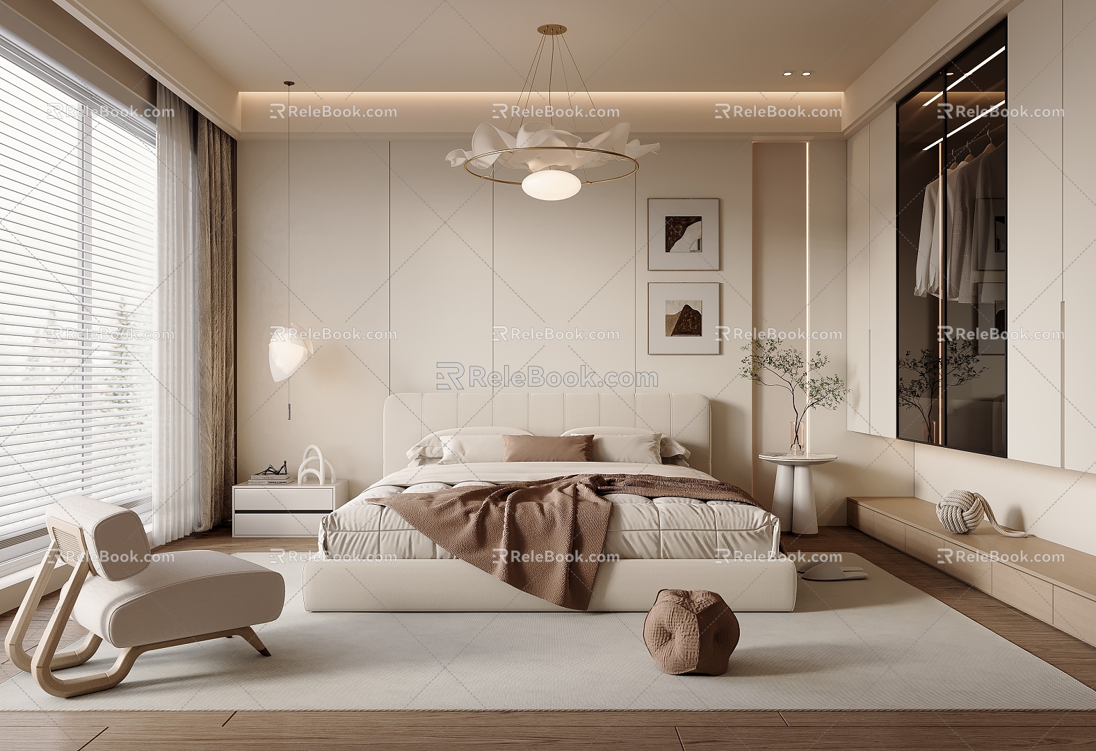 Cream wind bedroom 3d model