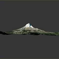 Scenic Landscape Featuring Mount Fuji 3D Terrain Model With Green Vegetation And Snow Capped Peak