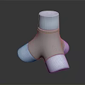 Three Way Pipe Component With White Main Body And Silver Metal Connecting Parts