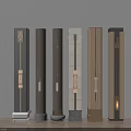 Modern Decorative Columns With Wooden Stone Metal And Lighting Elements 3d model
