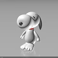 Snoopy The Dog Character White Toy Figure With Red Collar Standing On Shiny Surface