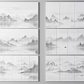 Traditional Chinese Landscape Wall Paneling Design With Segmented Panels And Artistic Patterns 3d model