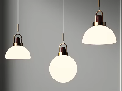 Modern Pendant Lights With White Shades Metal Accents And Different Designs 3d model