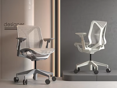Modern Ergonomic Office Chair With Mesh Back Adjustable Armrests And Swivel Wheels 3d model