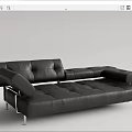 Modern Black Leather Sectional Sofa With Tufted Design And Metal Legs 3d model