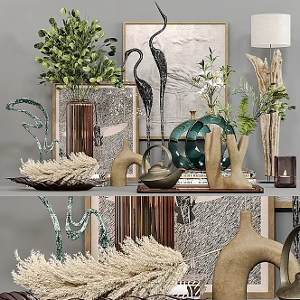 Ethnic style cabinet decorative ornaments combination 3d model
