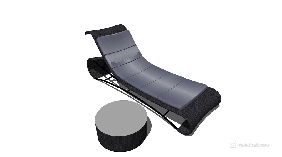 Modern Lounge Chair With Black Gray Design Metal Frame Cushioned Seat And Side Round Table 3d model 