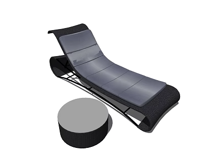 Modern Lounge Chair With Black Gray Design Metal Frame Cushioned Seat And Side Round Table 3d model
