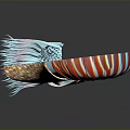 Vibrant Nautilus With Red White Striped Shell Blue Tentacles And Orange Spotted Mantle