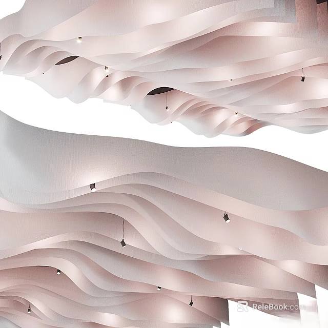 Stylish Pink And White Wavy Design Ceiling Decoration Home Decor Items 3d model