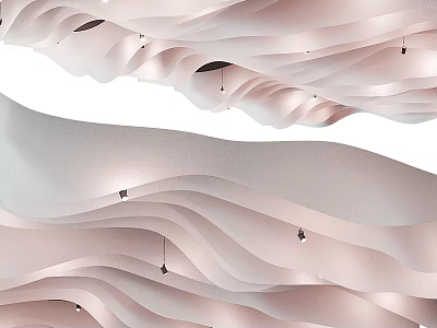 Stylish Pink And White Wavy Design Ceiling Decoration Home Decor Items 3d model