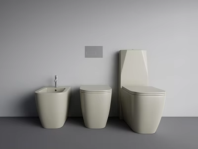 Modern White Toilet With Matching Basin And Sleek Water Tank Design 3d model