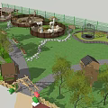 Zoo Park Layout Featuring Animal Enclosures Green Lawn Pathways And Trees