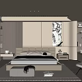 Modern Bedroom Interior Design With Bed Bedside Tables Rug Decorative Painting And Wardrobe