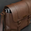 Brown Leather Crossbody Bag with Adjustable Strap Metal Buckles and Brand Logo Tag