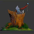 Tomahawk Axe Wooden Axe Handle Axe Mountain Axe Chopping Wood Axe Chopping Wood Axe Magic Axe 3d model