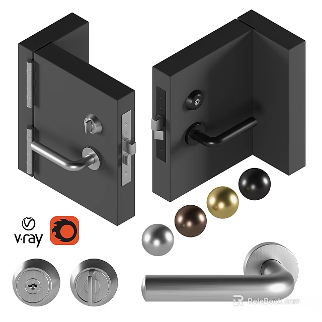 Modern Metal Decorative Ornament Set With Spherical Gold Silver Black Elements 3d model 