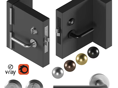 Modern Metal Decorative Ornament Set With Spherical Gold Silver Black Elements 3d model
