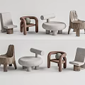 Stylish Leisure Chairs With Unique Designs Wooden Legs And Gray Upholstered Seats
