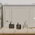 Modern Decorative Cabinets With Woven Details Drawers And Vases On Beige Carpeted Floor