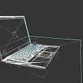 Black Laptop with Windows Screen and App Icons on White Desktop