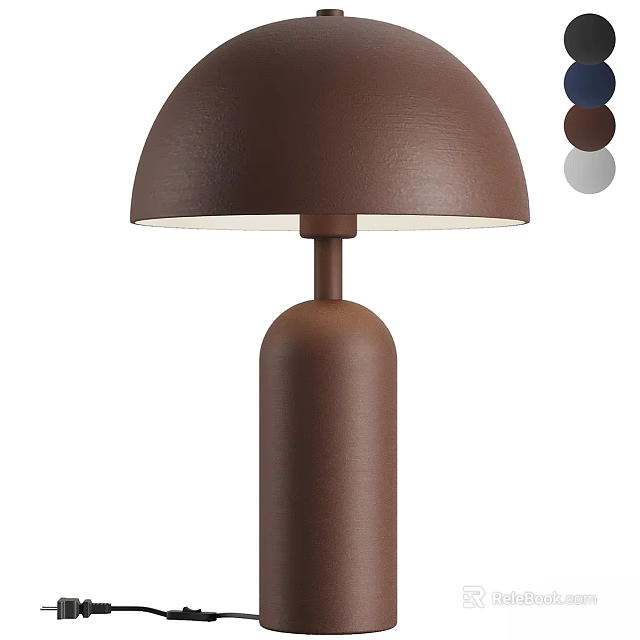 Brown Modern Table Lamp With Dome Shade Cylindrical Base And Color Options 3d model 