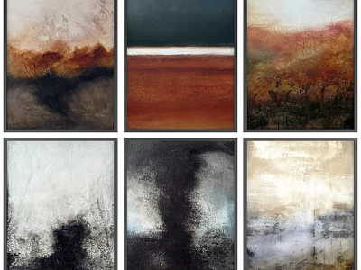 Modern Picture Frames With Abstract Paintings In Earthy And Neutral Tones 3d model