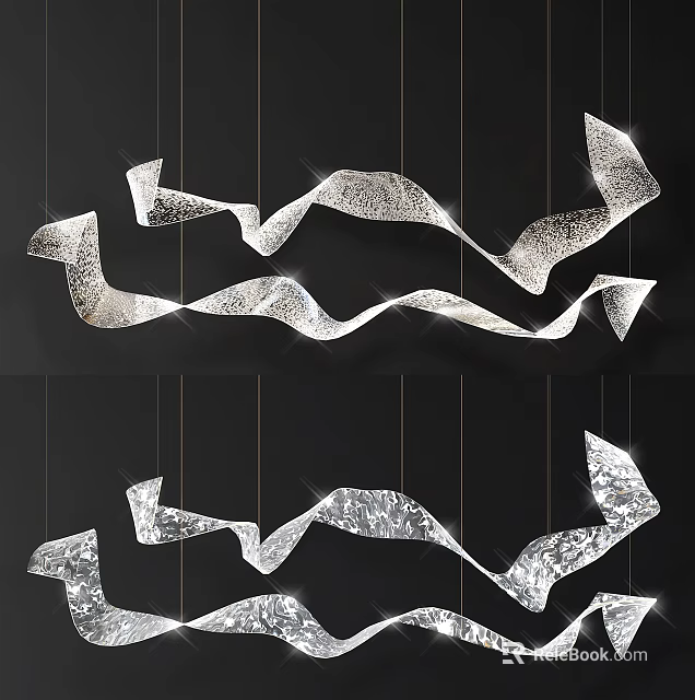 Elegant Modern Flowing Crystal Chandelier With Sparkling Glass Design For Interior Decoration 3d model 