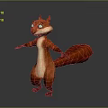 Cute Cartoon Squirrel With Reddish Brown And White Fur Big Tail Standing Pose