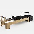 Pilates Reformer Fitness Equipment With Wooden Frame Black Mat And Spring System