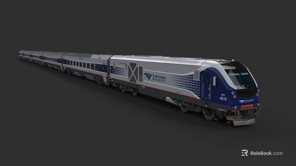 Modern China Railway Train With Silver Blue Exterior And Streamlined Front Design 3d model 