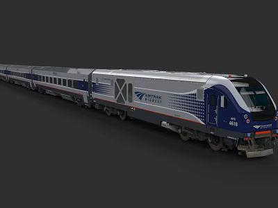 Modern China Railway Train With Silver Blue Exterior And Streamlined Front Design 3d model