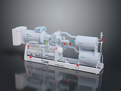 SAAB Compressed Air System With Compressor Unit Piping And Control Panel 3d model