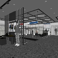 Modern Clothing Store Interior With Marble Floor And Metal Racks Displaying Fashion Apparel