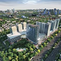 Modern Urban Planning Aerial View With High Rise Buildings Green Spaces And Road Networks