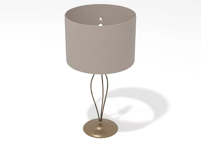 Simple Modern Table Lamp With Gray Fabric Shade Curved Metal Stem And Gold Base 3d model