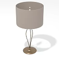 Simple Modern Table Lamp With Gray Fabric Shade Curved Metal Stem And Gold Base