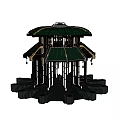 Modern Decorative Pavilion With Golden Black Design And Metallic Roof Structure