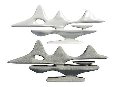 Abstract Decorative Ornament Combination With Modern White And Gray Sculptural Shapes For Home Decoration 3d model