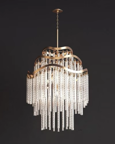 Elegant Crystal Chandelier With Gold Frame And Hanging Crystal Pendants For Interior Lighting 3d model